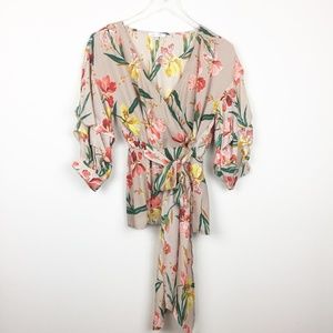 Miley + Molly | Floral Puff Sleeve Wrap Blouse